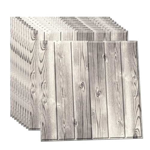 TLISMI 4 Pcs DIY Self Adhesive Classic Grain 3D Asymmetric Wooden Texture Designed PE Foam Wall Sticker Easy Peel and Stick Waterproof Wallpaper Anti fouling Wall Panels for Home Decor (70X70cm, 6mm) - Image 1