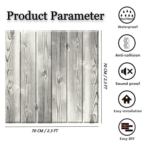 TLISMI 4 Pcs DIY Self Adhesive Classic Grain 3D Asymmetric Wooden Texture Designed PE Foam Wall Sticker Easy Peel and Stick Waterproof Wallpaper Anti fouling Wall Panels for Home Decor (70X70cm, 6mm) - Image 3