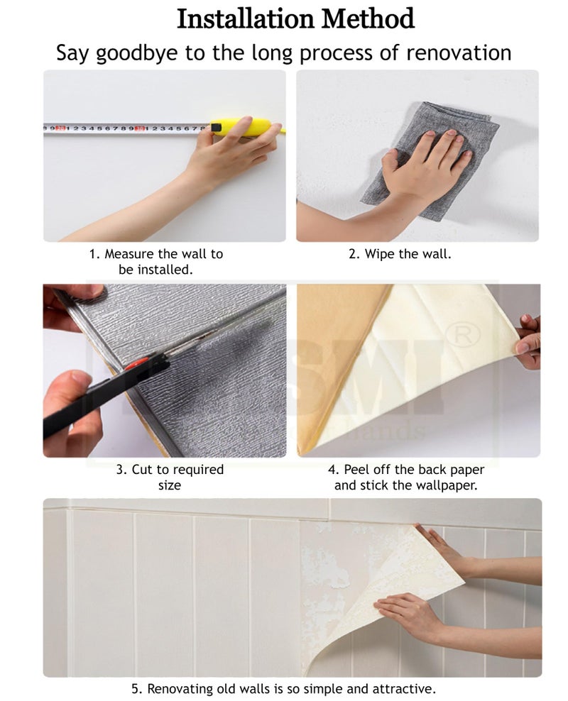 TLISMI 4 Pcs DIY Self Adhesive Classic Grain 3D Asymmetric Wooden Texture Designed PE Foam Wall Sticker Easy Peel and Stick Waterproof Wallpaper Anti fouling Wall Panels for Home Decor (70X70cm, 6mm) - Image 5
