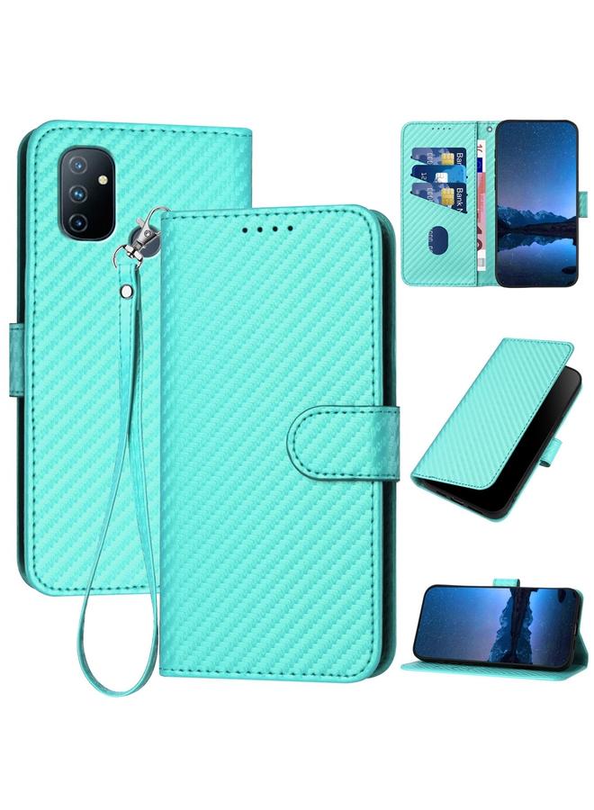 اس-توب جراب لهاتف OnePlus Nord N100 4G YX0070 مصنوع من ألياف الكربون ومشبك من الجلد مع حبل تعليق - Image 1