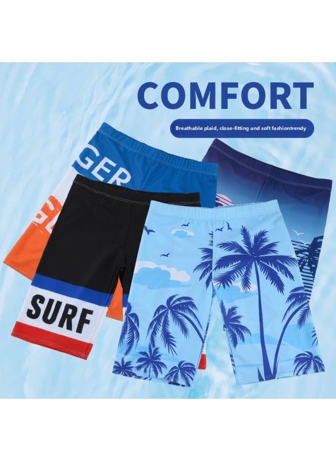 Generic - Beach Pants Men's Quick-drying Loose Launchable Swimming Trunks Large Size Men's Anti-embarrassment Seaside Holiday Five-point Swimming Trunks-Color:Orange Blue Colorblock Surf Pants -2- - Image 1