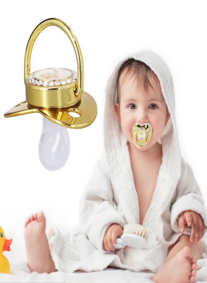 GLOGLOW Gold Letter Infant Pacifier, Personalized Bling Pacifier with Clip for Girl Boys Baby Home Travel Essential Baby Shower (Z) - Image 2