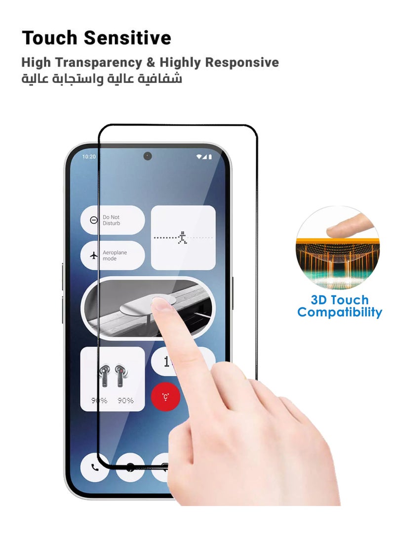 Nothing Phone 2A واقي الشاشة - زجاج مقسّى فاخر للشاشة الكاملة Nothing Phone 2A شفافية عالية، ملمس دقيق، مضاد للانفجار، حواف مقوسة ناعمة، سهل التركيب - Image 2