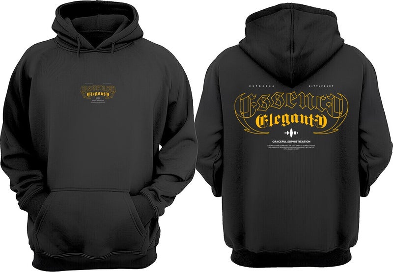 The Wert Unisex Essence Design Front Back Printed Regular Fit Black Sweatshirt - Image 1