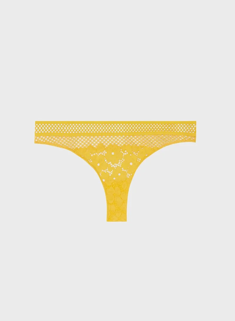 UNDIZ Floral & Mesh Lace Tanga Brief