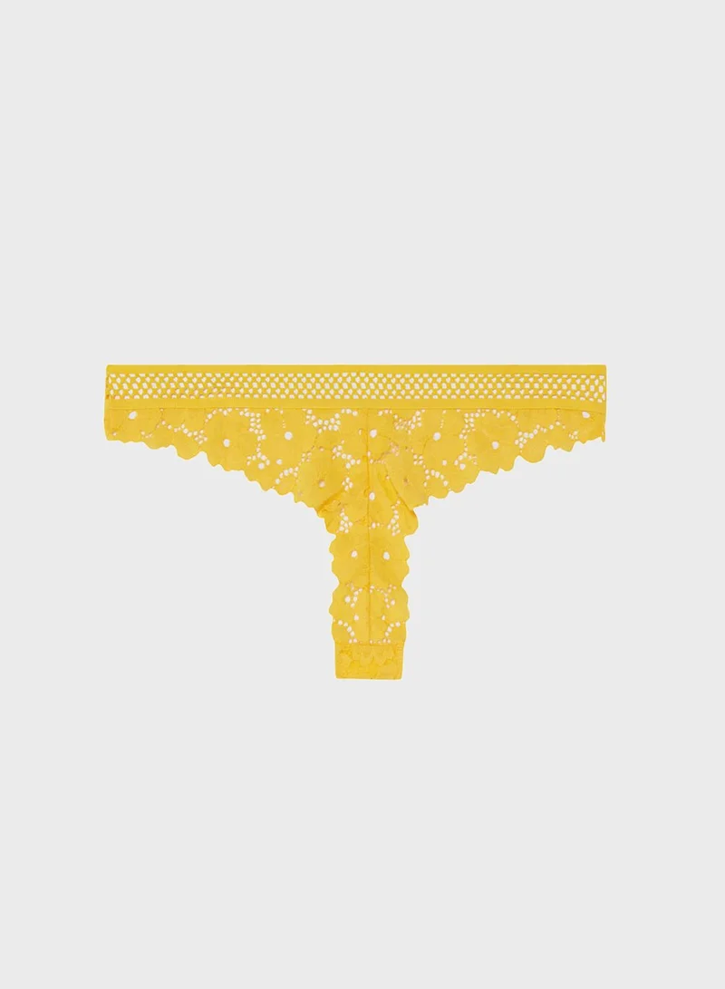 UNDIZ Floral & Mesh Lace Tanga Brief