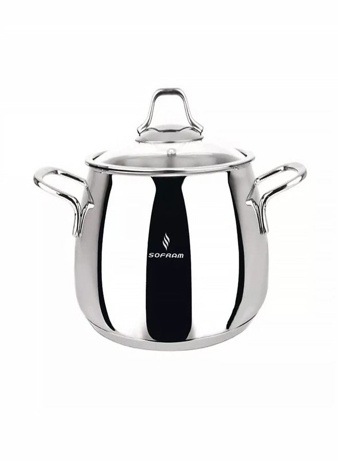 Sofram Venus Stainless Steel Deep Stock Pot with Glass Lid Soup Pot Deep Casserole Cooking Pot Suitable for Induction Stove Cookware (6.8-qt. (6.4 L)) - Image 1