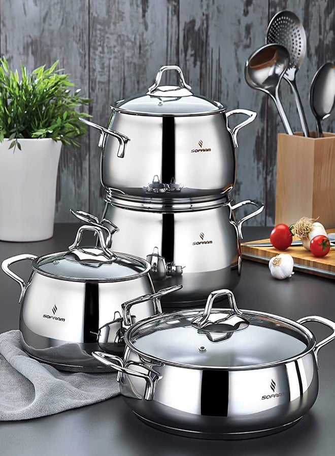 Sofram Venus Stainless Steel Deep Stock Pot with Glass Lid Soup Pot Deep Casserole Cooking Pot Suitable for Induction Stove Cookware (6.8-qt. (6.4 L)) - Image 5