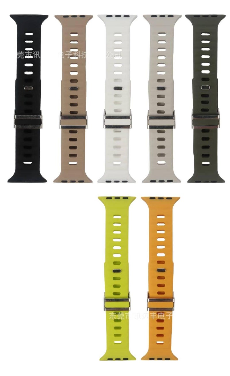 سوار ساعة ذكية باللون أسود قابل للتعديل سوار رياضي من السيليكون متوافق مع Apple Watch 42/44/45/49mm بملاءمة قابلة للتعديل وحزام بديل - Image 5
