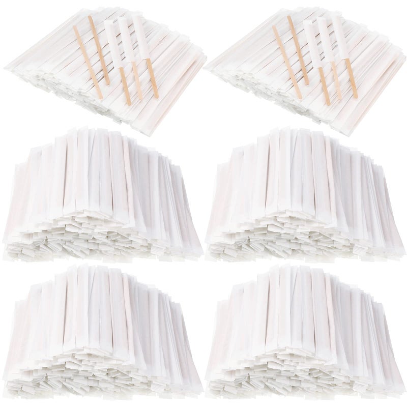 Amyhill 2000 Pcs Individually Wrapped Wooden Coffee Stirrers Disposable Coffee Stir Sticks Round End Sticks Bulk Wood Stirrers for Cocktail Hot Drinks Restaurant Bar Home Office 75 Inch 