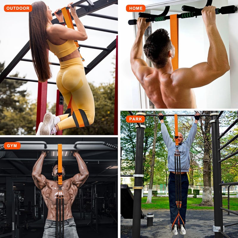 HPYGN Pull Up Assistance Bands Set - Heavy Duty Resistance Band for Pull Up Bar with Adjustable Weight/Size and Fabric Feet/Knee Rest - Image 4