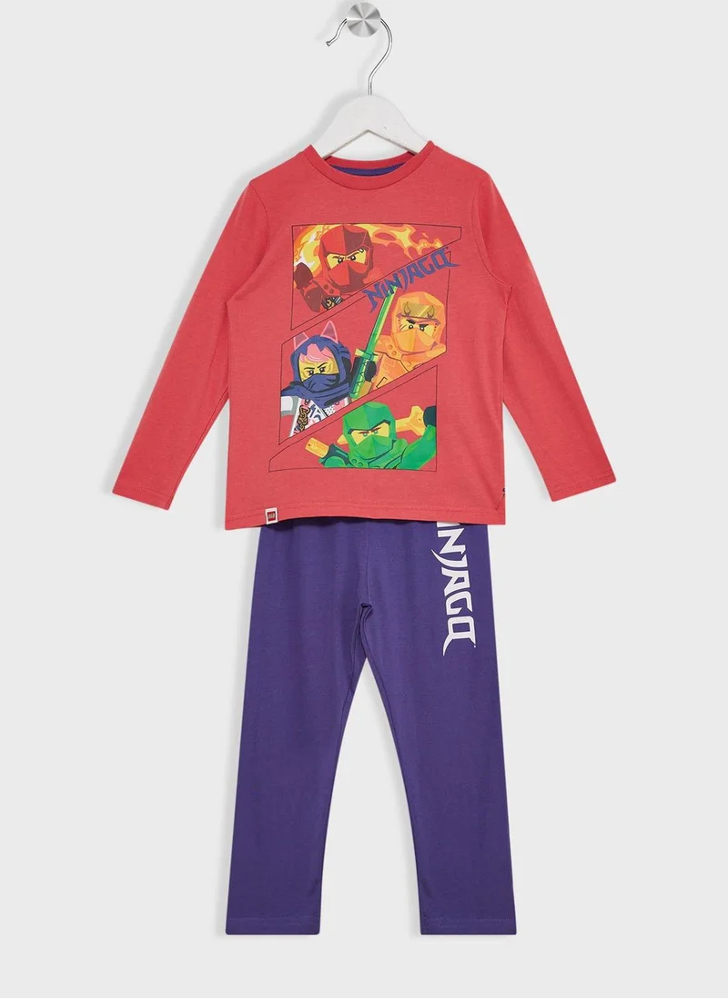 LEGO Lego Ninjago Boys Printed Long Sleeve T-shirt and Pant Set