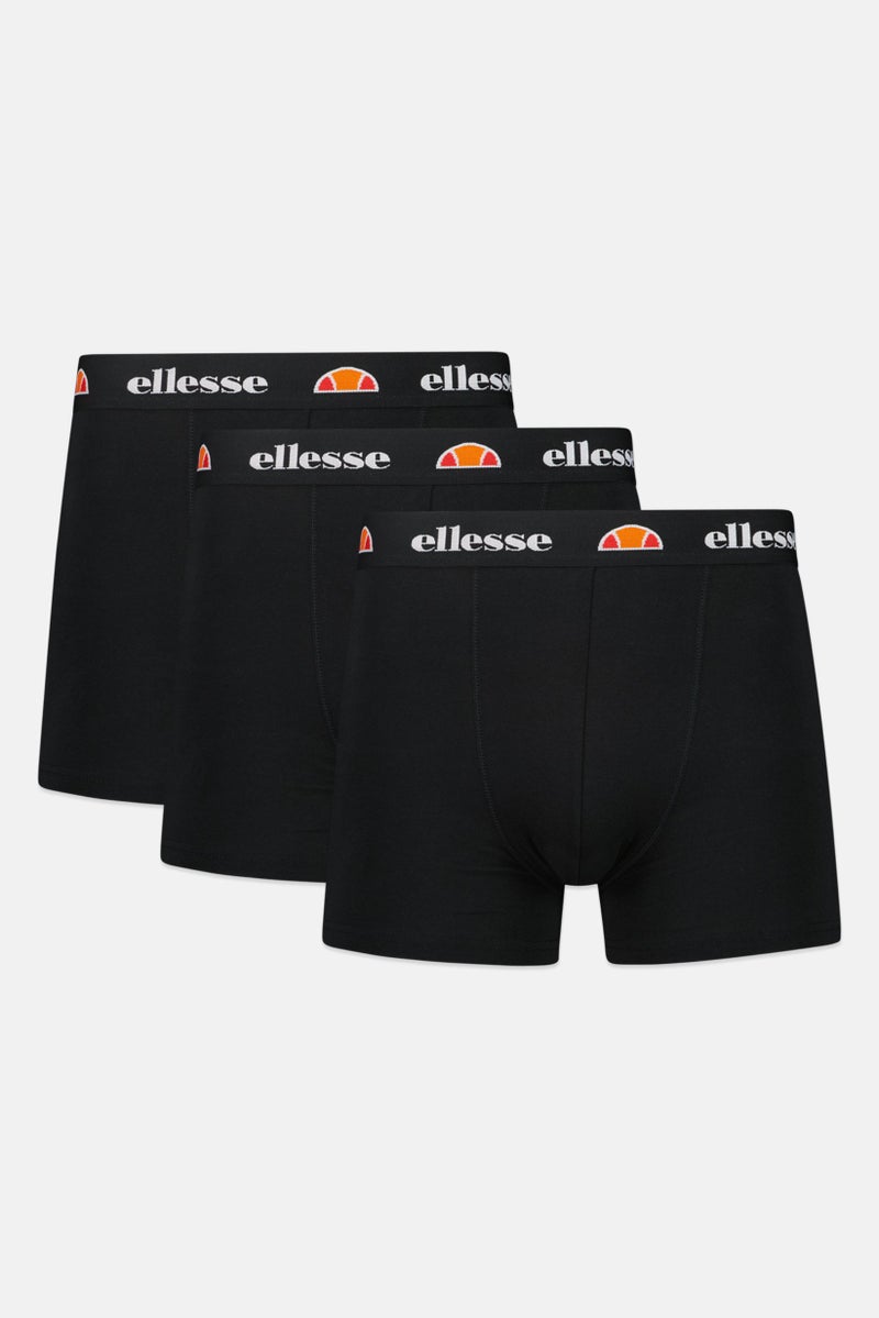Ellesse Men 3 Pack Brand Logo Trunks, Black - Image 1