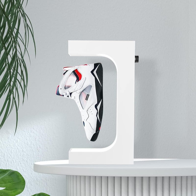 UVEHAS Levitating Shoe Display Magnetic Levitation Sneaker Stand with LED Light, Rotating Floating Holder Rack for Shoes Collectors Advertising Exhibition Shoe Store Show Home Decoration, White - Image 5