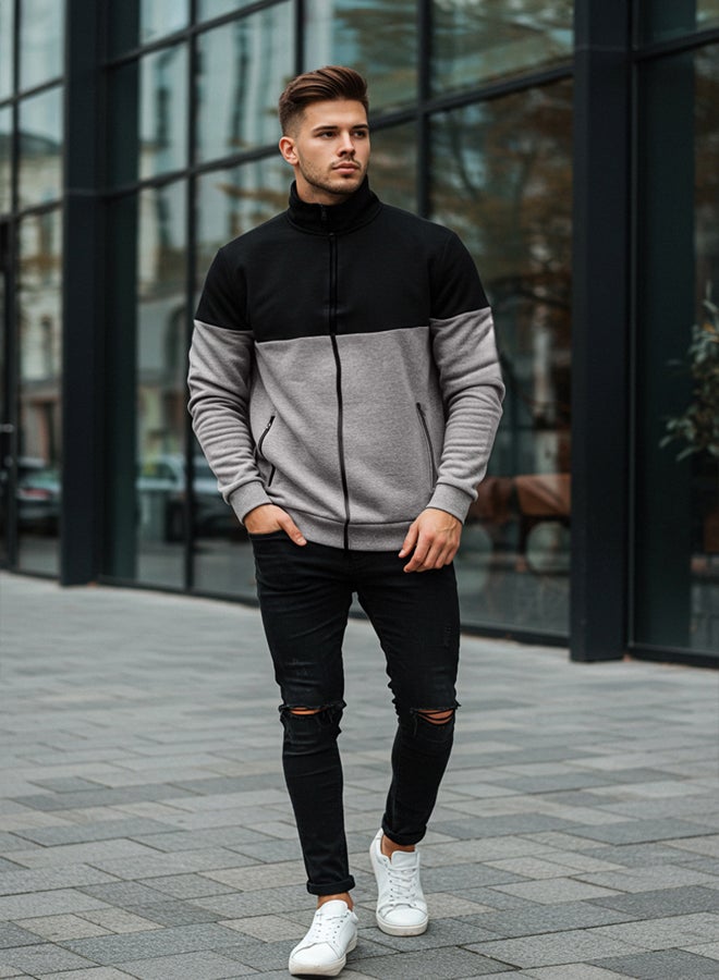 trendyol Anthracite Regular/Normal Cut Zippered Inside Polar Fleece/Warm Sweatshirt-Cardigan - Image 1