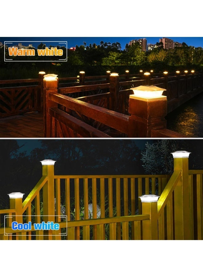 Arabest Solar Post Cap Lights Outdoor 4x4/6x6 Wooden/Vinyl Fence Cap Lights for Patio/Garden,Warm White with 2 Lighting Modes Waterproof,ABS Shell Lens White (12 Pack) - Image 5