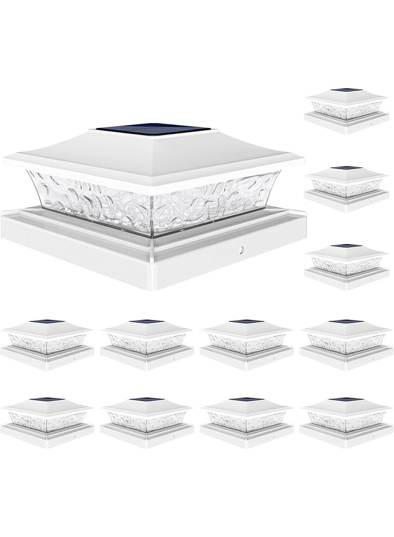 Arabest Solar Post Cap Lights Outdoor 4x4/6x6 Wooden/Vinyl Fence Cap Lights for Patio/Garden,Warm White with 2 Lighting Modes Waterproof,ABS Shell Lens White (12 Pack) - Image 1