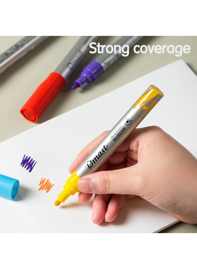 Dmast Deli EC352 Dmast Acrylic Marker Set - 12 Normal Colors, 2mm Tip, Waterproof and Fade-Resistant, Strong Coverage. - Image 5