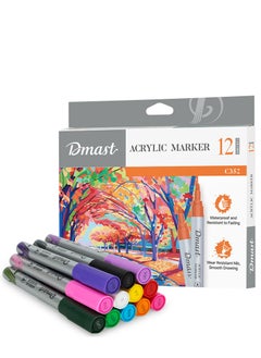 Deli Deli EC352 Dmast Acrylic Marker Set - 12 Normal Colors, 2mm Tip, Waterproof and Fade-Resistant, Strong Coverage.  - Image 3
