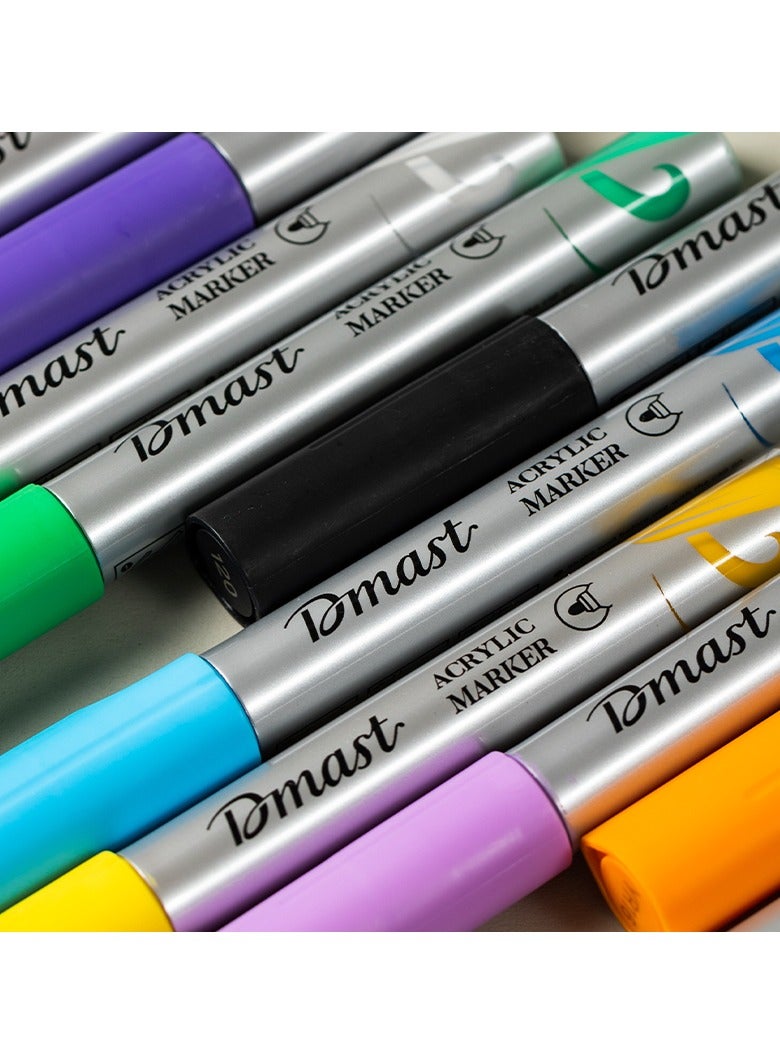 Dmast Deli EC352 Dmast Acrylic Marker Set - 12 Normal Colors, 2mm Tip, Waterproof and Fade-Resistant, Strong Coverage. - Image 2