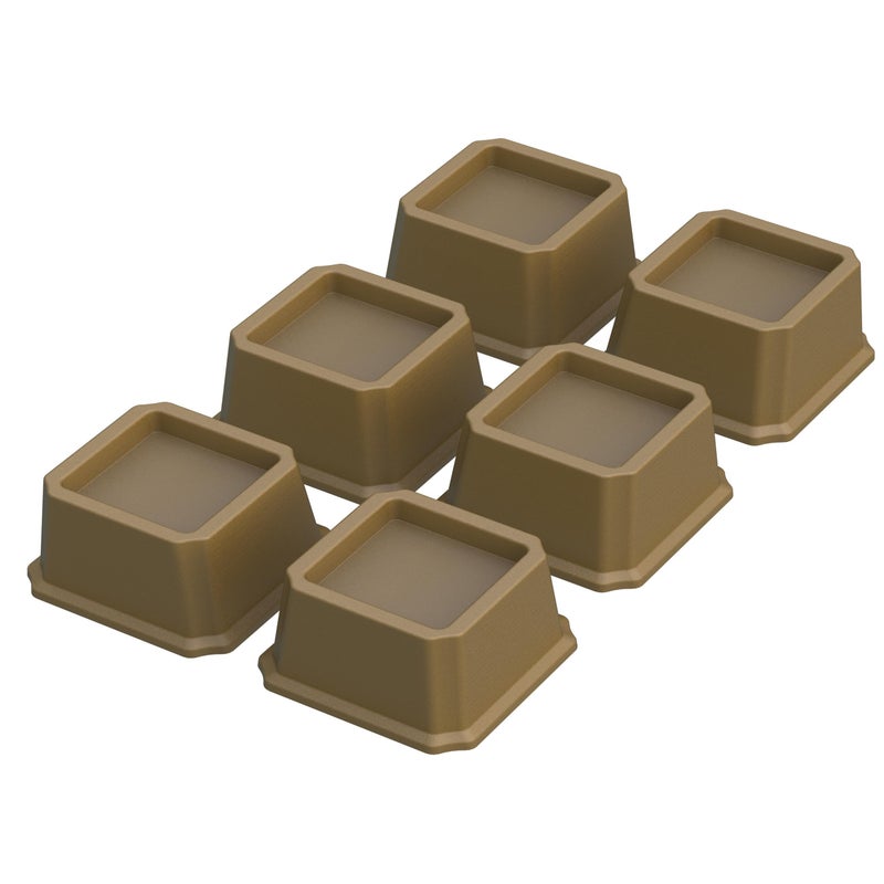 Whynonap Bed Risers 3 Inch Heavy Duty Bed Elevators Set of 6 Lifts Up 3000 lbs Furniture Risers for Bed Frame ans Sofa Brown