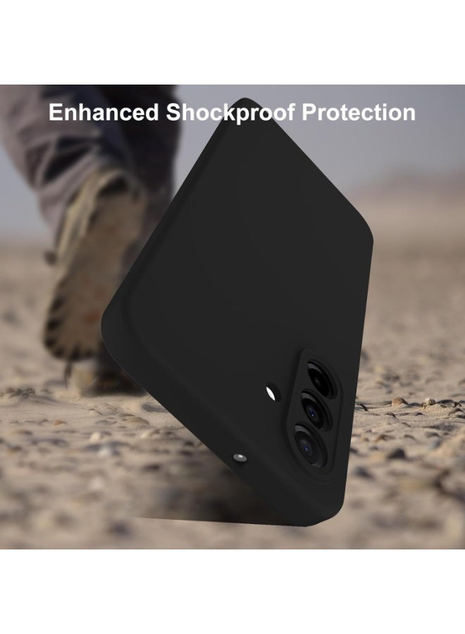 Muzz حافظة لهاتف سامسونج جالاكسي A17 حافظة مطاطية سائلة مع بطانة ميكروفايبر ناعمة رقيقة مضادة للصدمات مع غطاء حماية للكاميرا لهاتف سامسونج جالاكسي A17 2025 باللون الأسود - Image 4