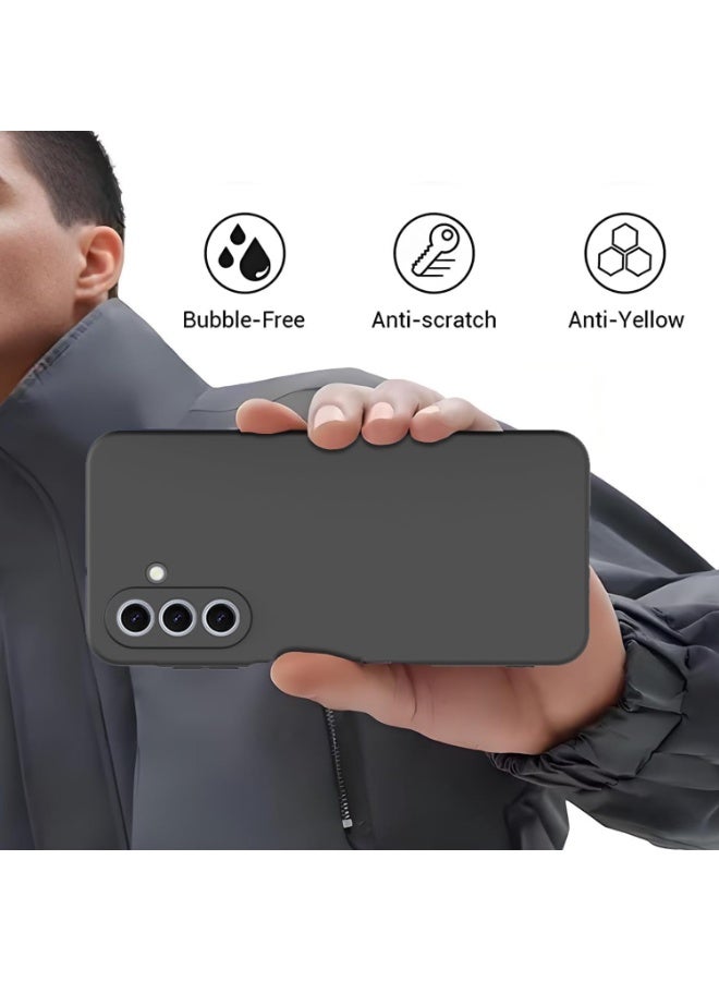 Muzz حافظة لهاتف سامسونج جالاكسي A17 حافظة مطاطية سائلة مع بطانة ميكروفايبر ناعمة رقيقة مضادة للصدمات مع غطاء حماية للكاميرا لهاتف سامسونج جالاكسي A17 2025 باللون الأسود - Image 2