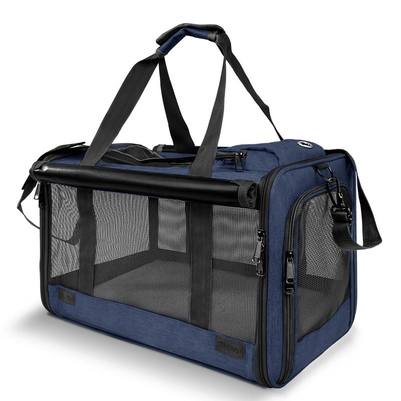 GAPZER Medium Cat Carrier Large Cat 15 lbs+ Soft Pet Carrier Small Puppy/Ventilated 2 Kittens Car Travel Bag Case/Comfy Big Maine Coons 25 Pounds/Soft-Sided Mesh Kitty Products Dark Blue - Image 1