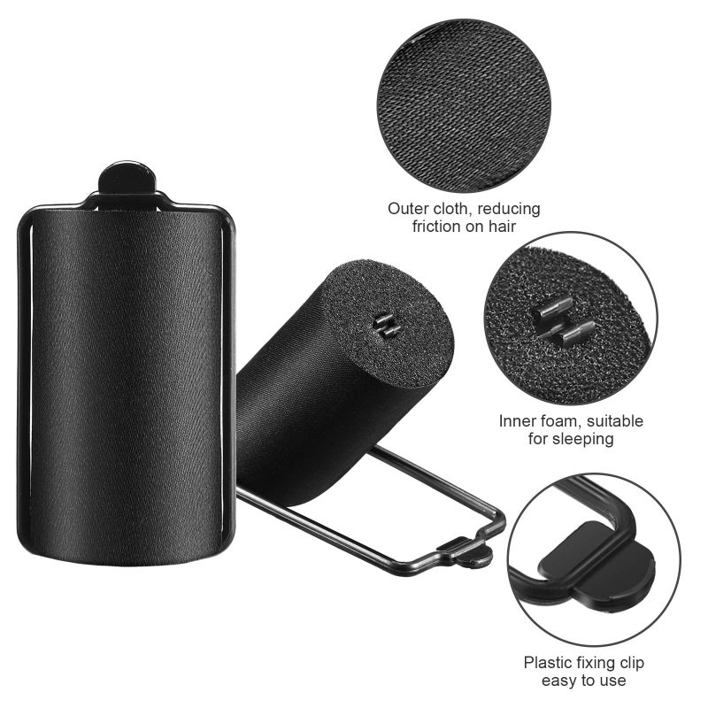 Syhood 18 Pcs Satin Rollers for Black Hair Foam Sponge Rollers Black Satin Wrapped Hair Curlers for Hairdressing Styling(1.42 Inch) - Image 3