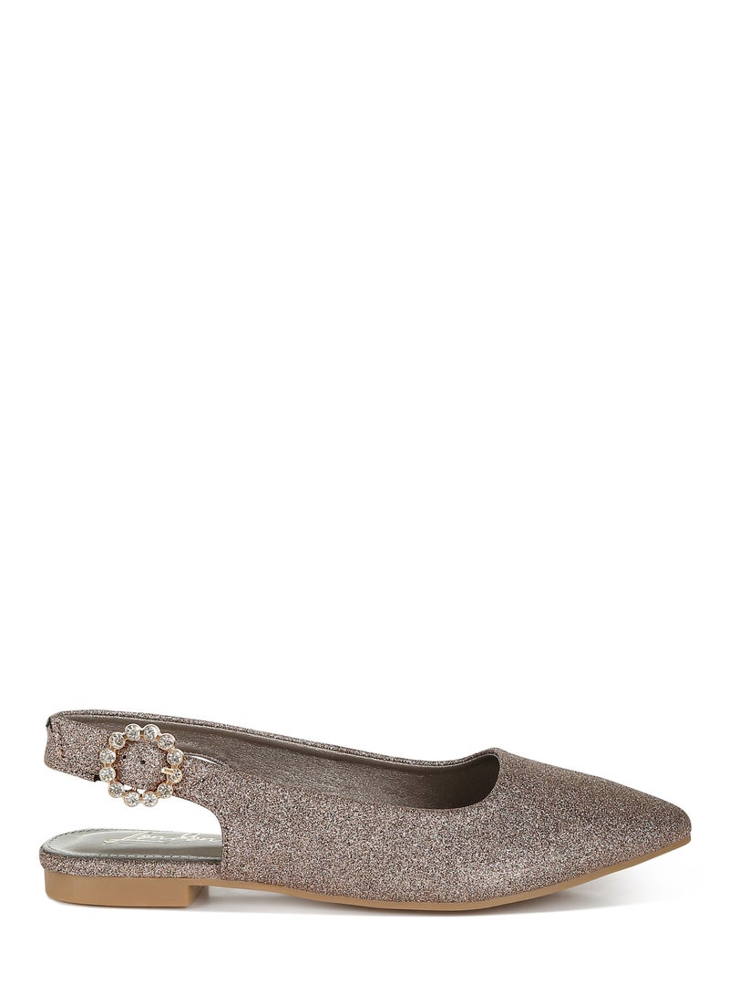 London Rag Glitter Slingback Flat Sandals in Bronze  - Image 1