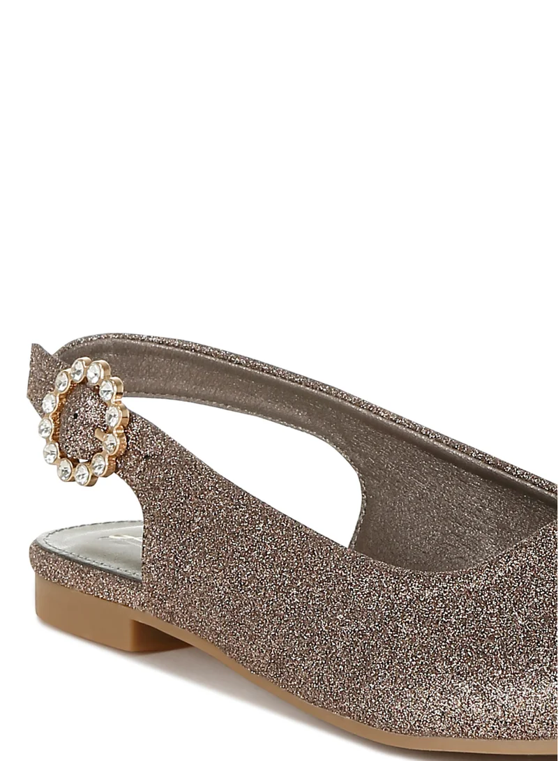 London Rag Glitter Slingback Flat Sandals in Bronze