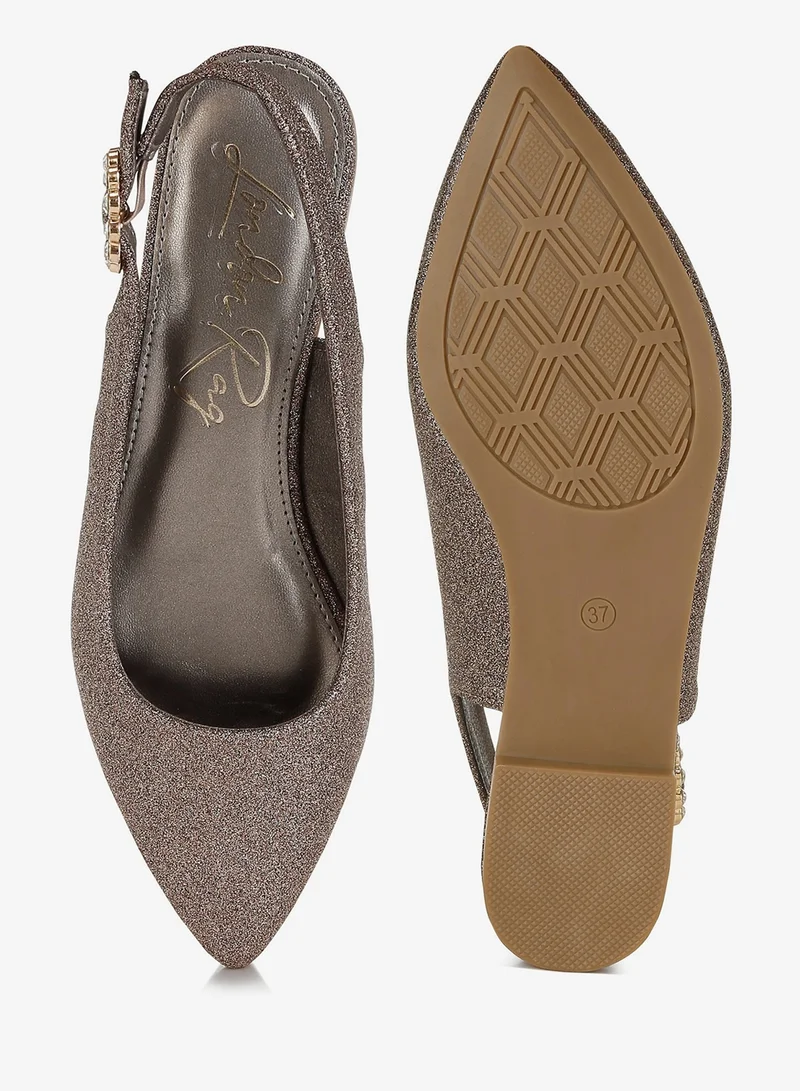 London Rag Bronze Glitter Slingback Flat Sandals in Bronze for Women | Best Price UAE