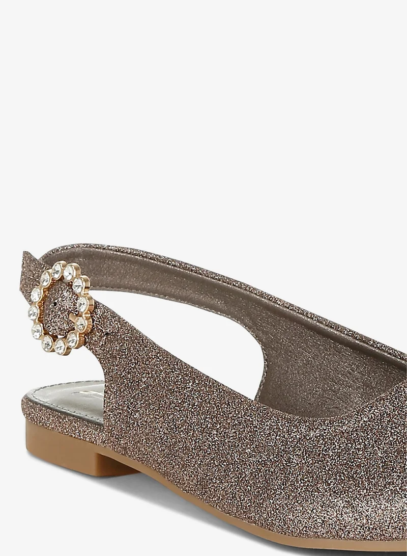 London Rag Bronze Glitter Slingback Flat Sandals in Bronze for Women | Best Price UAE