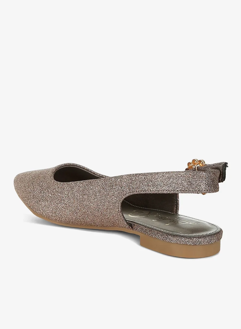 London Rag Bronze Glitter Slingback Flat Sandals in Bronze for Women | Best Price UAE