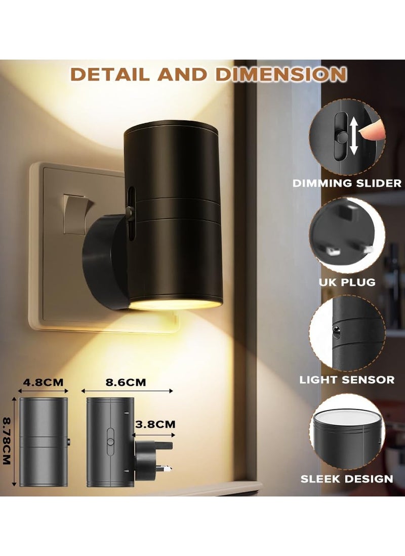 Alruht 2 Pack Night Light, Vintage Night Light Plug in with Dusk to Dawn Sensor, Adjustable Brightness 0-100LM, 3000K Soft White, Dimmable Night Lamp for Children's Room,Hallway Bedroom Stair  - Image 2