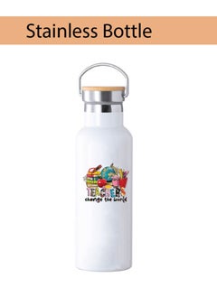 PRINTSHOP4ME Teacher's Day Pack of 3 Combo Pack - Stainless Steel Bamboo Cap Flask Bottle 600ml, Cotton Bag and Mousepad - Teacher's Day Gift Set - Gift for World Teachers Day  - Image 3