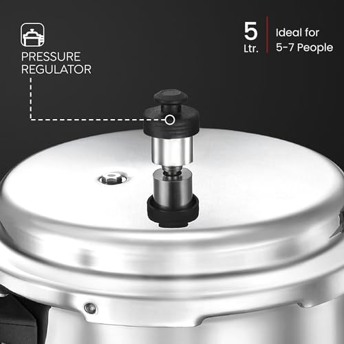 Judge By Prestige Deluxe 5 liter Induction Bottom Pressure Cooker Outerlid (Aluminium), Silver - Image 4
