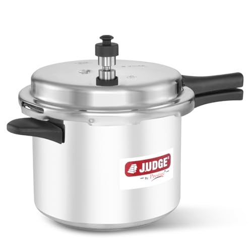 Judge By Prestige Deluxe 5 liter Induction Bottom Pressure Cooker Outerlid (Aluminium), Silver - Image 1