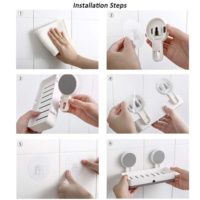 XBEY ABS Soap Stand for Bathroom Soap Holder for Bathroom Non-Drill Wall Mount Magic Sticker Self Adhesive Soap Stand Plastic Wall Mounted Drain Soap Case Box (Pack of 1 Soap Holder) - Image 4