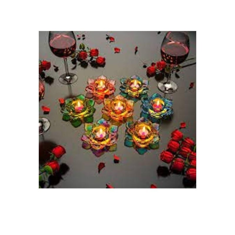 Snoogg SNOOGG Pack of 2/4 Piece of Tea Light Lotus Mould Epoxy Resin Casting Moulds for Making and DY Clear Crystal Lotus Tealight Candle Holder, Clear Glass Candle Holder Home Decor  - Image 3