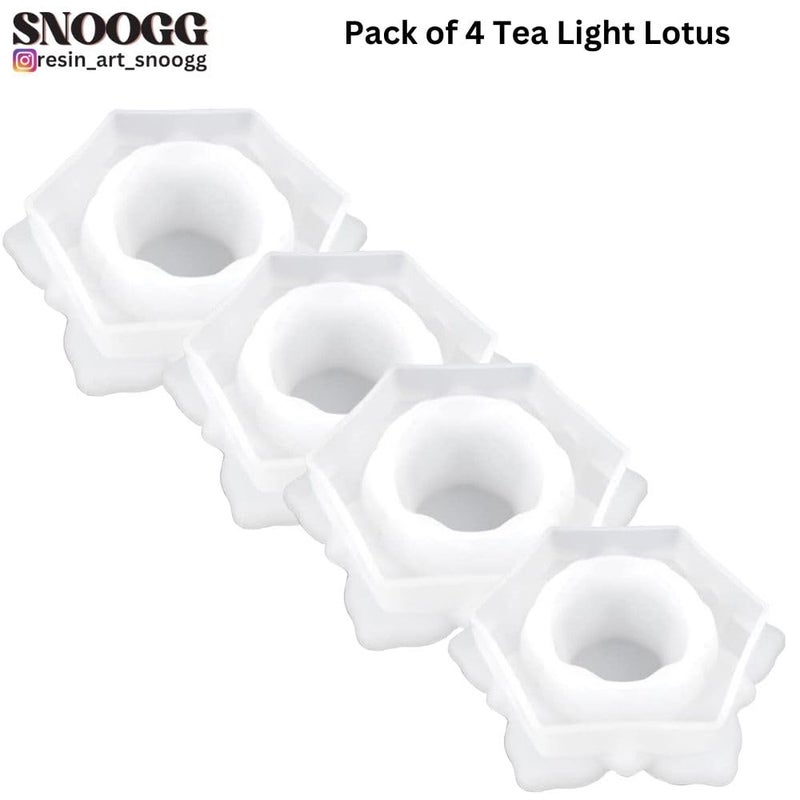 Snoogg SNOOGG Pack of 2/4 Piece of Tea Light Lotus Mould Epoxy Resin Casting Moulds for Making and DY Clear Crystal Lotus Tealight Candle Holder, Clear Glass Candle Holder Home Decor  - Image 2