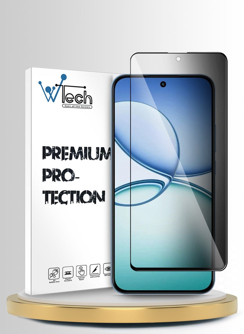 دبليو تيك واقي شاشة زجاجي مقسى كامل الغطاء بكامل الغراء من سلسلة Realme 15T 5G 2025 Premium E2E للخصوصية (MSGECP) - شفاف/أسود - Image 1