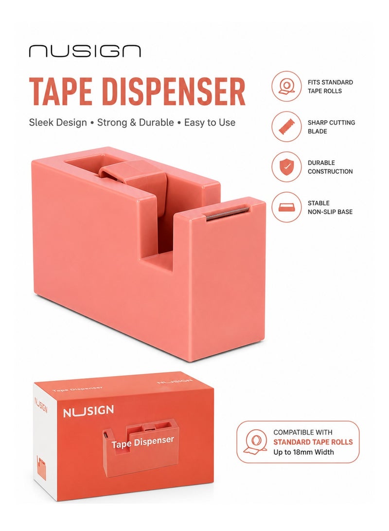 NUSIGN 1-Piece Tape Dispenser For Tapes Upto 18mm Pink - Image 1