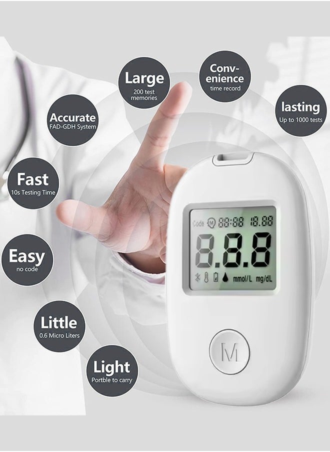Eworld - Fully Automatic Portable Blood Glucose Meter, Accurate and Easy to Use Diabetes Testing Device with 50 Test Strips, Lancet Pen and 50 Lancets, Fast Results, Memory Storage and Code Free Operation - Image 1