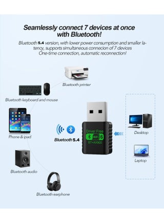 محول واي فاي لاسلكي USB، محول شبكة لاسلكية ثنائي النطاق 2.4/5 جيجاهرتز بسرعة 900 ميجابت في الثانية بتقنية بلوتوث 5.4 - view 5