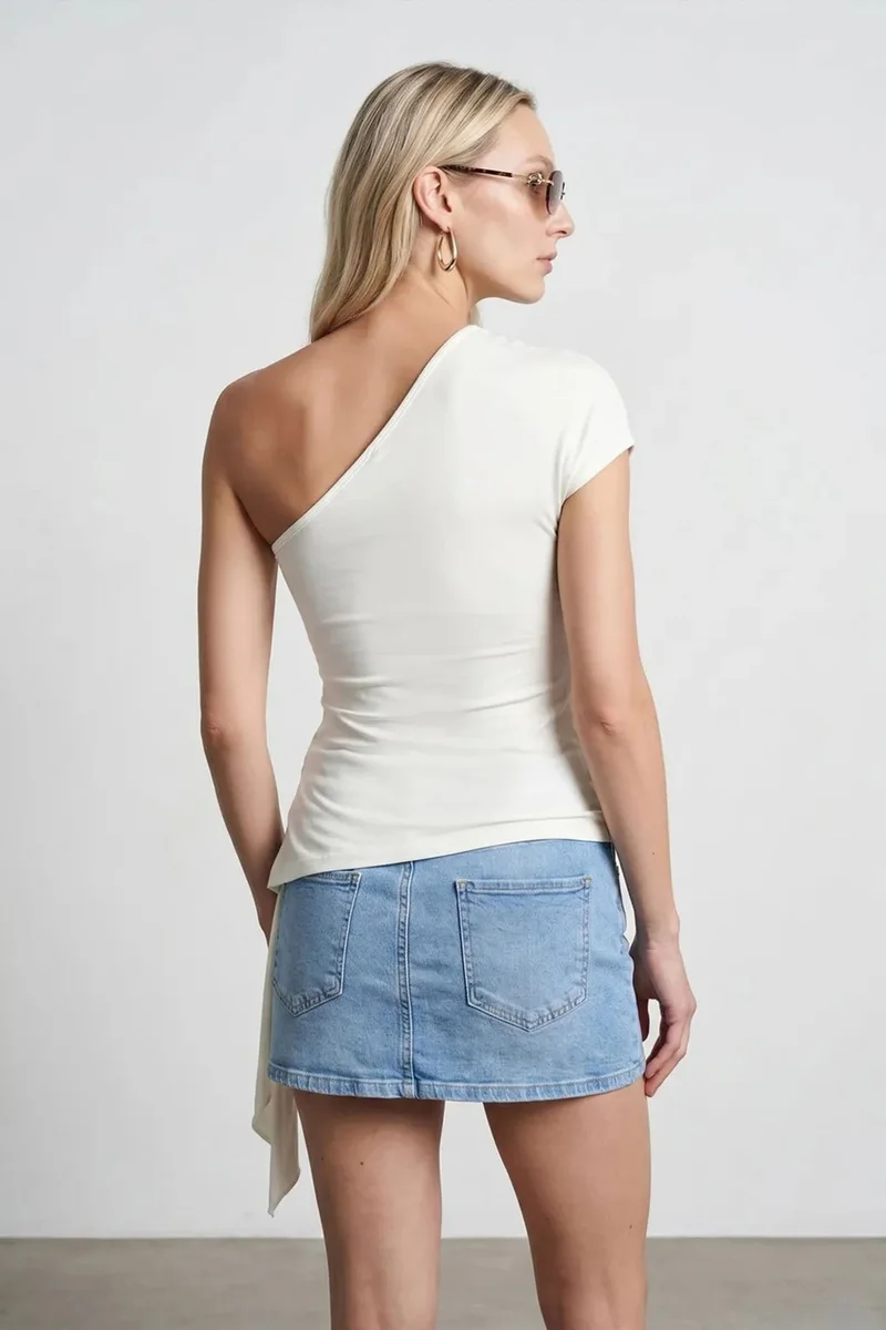 Dilvin DILVIN Asymmetrical Tie Detail Blouse