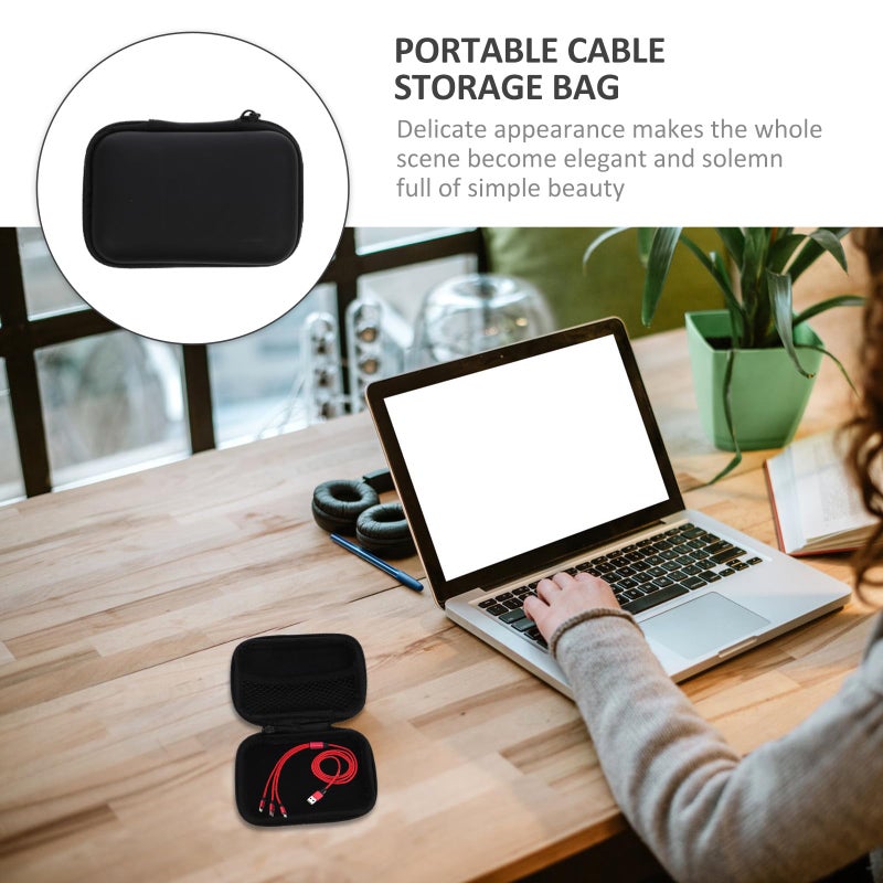 Compact Black Travel Cable Organizer Bag Portable Storage Pouch for Electronics Accessories - Image 5
