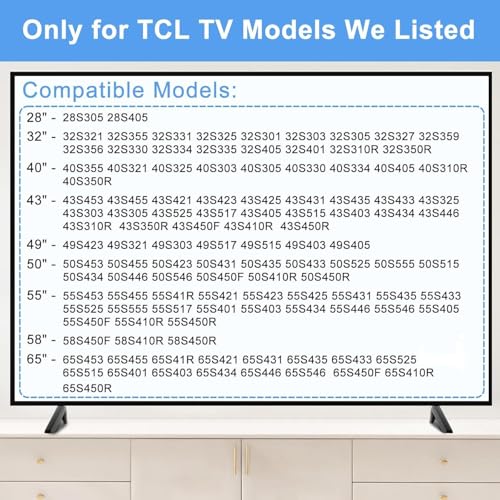 Maozhren أرجل تلفزيون لحامل تلفزيون TCL Roku، لأحجام 28" 32" 40" 43" 49" 50" 55" 65" تلفزيون Roku الذكي، أرجل بديلة لتلفزيون TCL 55S401 50S546 50S423 43S431 40S325 28S405 مع براغي - Image 2