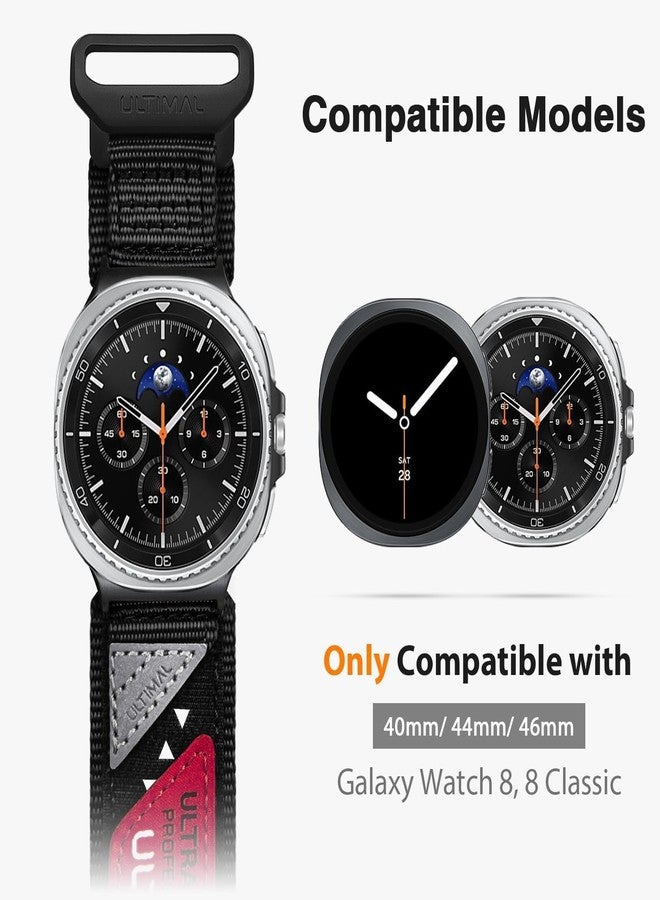 ULTIMAL Band Compatible with Samsung Galaxy Watch8 40/44mm, watch 8 Classic 46mm for Men Women,Nylon Sport Breathable Replacement Strap(Black) - Image 3