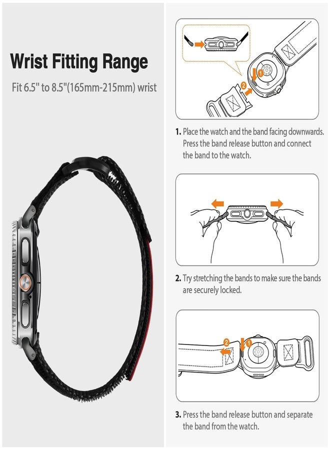 ULTIMAL Band Compatible with Samsung Galaxy Watch8 40/44mm, watch 8 Classic 46mm for Men Women,Nylon Sport Breathable Replacement Strap(Black) - Image 4